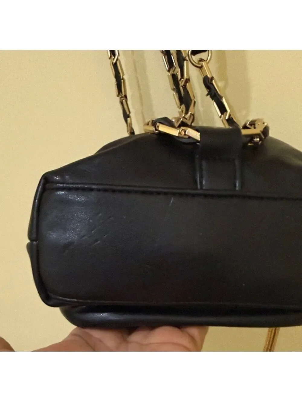 Free People Black Small Backpack with Gold Chain Accents